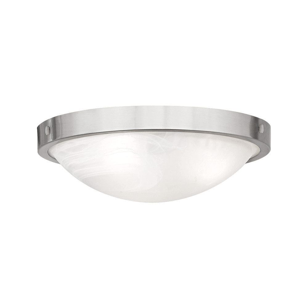 Euri Lighting 12" x 3" Dimmable Brushed Nickel Bezel Ceiling Light With Alabaster Glass Lens