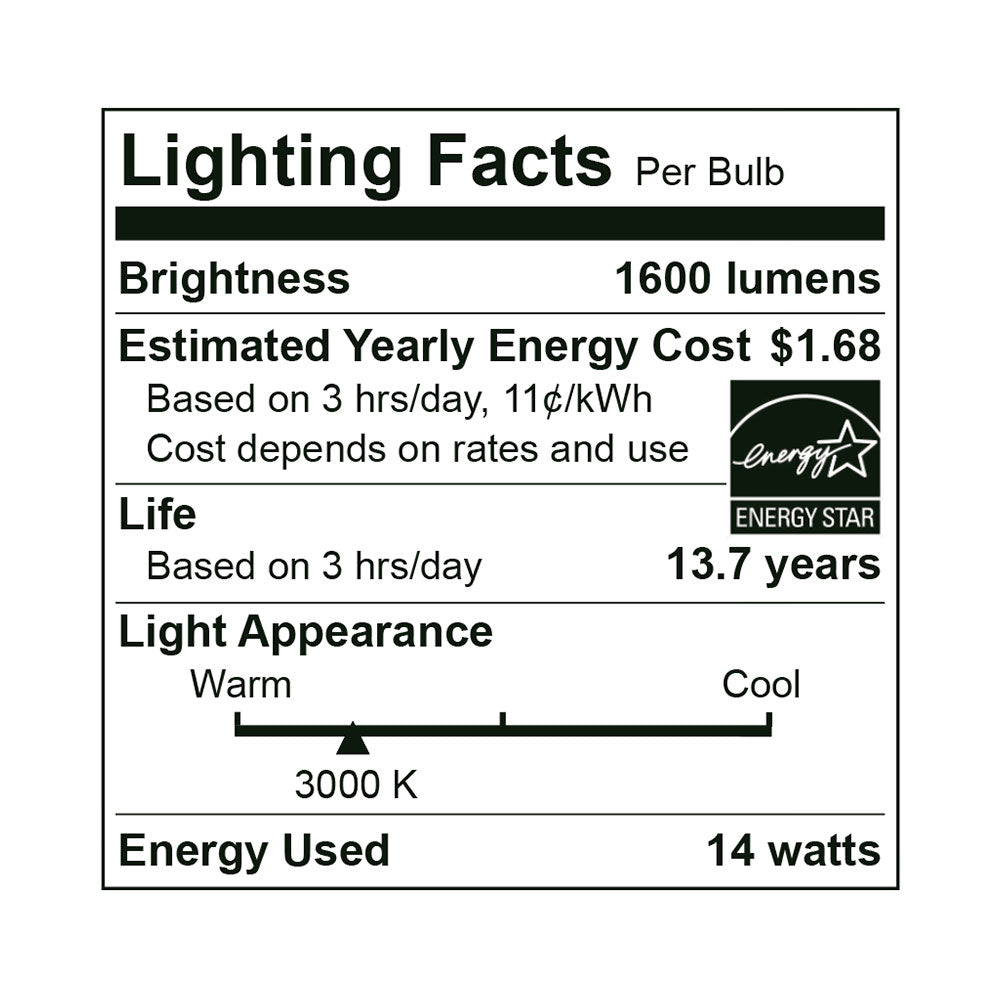 Euri Lighting 14W Omni-Directional 3000K LED Light Bulb