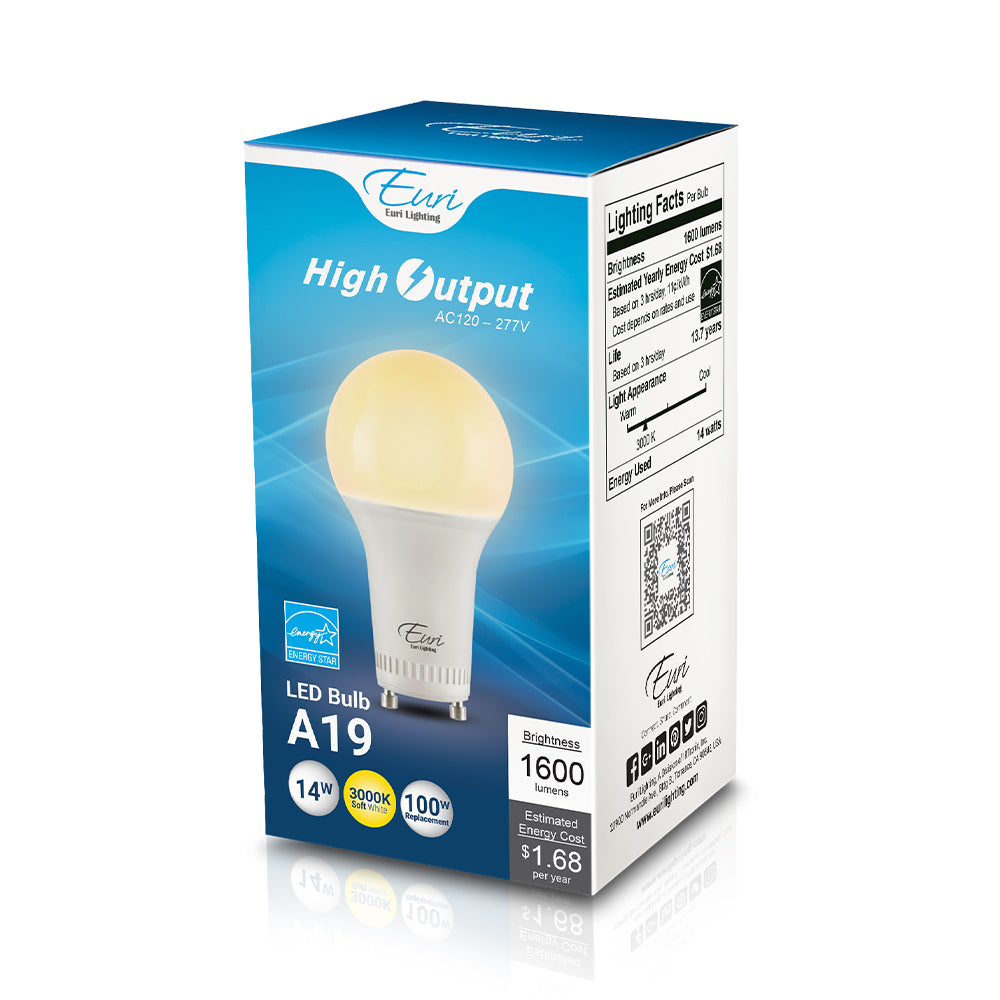 Euri Lighting 14W Omni-Directional 3000K LED Light Bulb