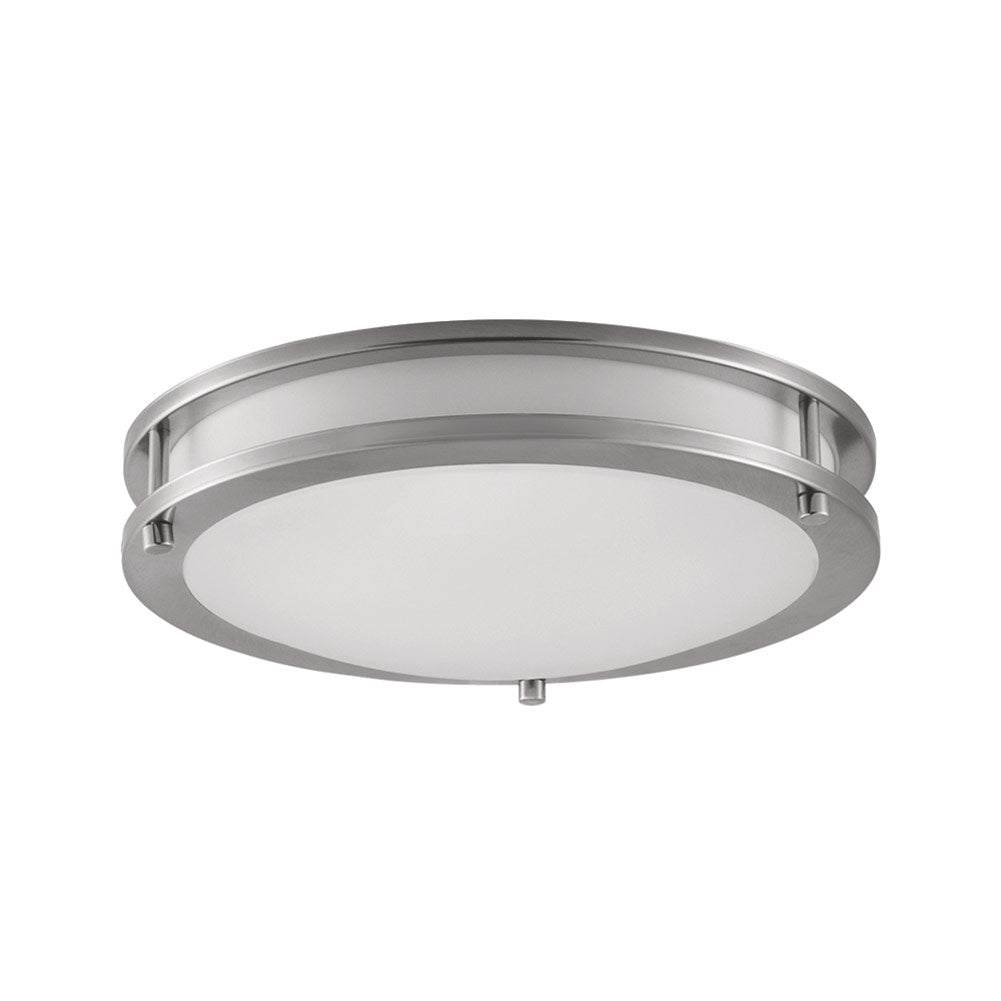 Euri Lighting 15" Dimmable Brushed Nickel Double Ringed Recessed Ceiling Light With Frosted Plastic Lens