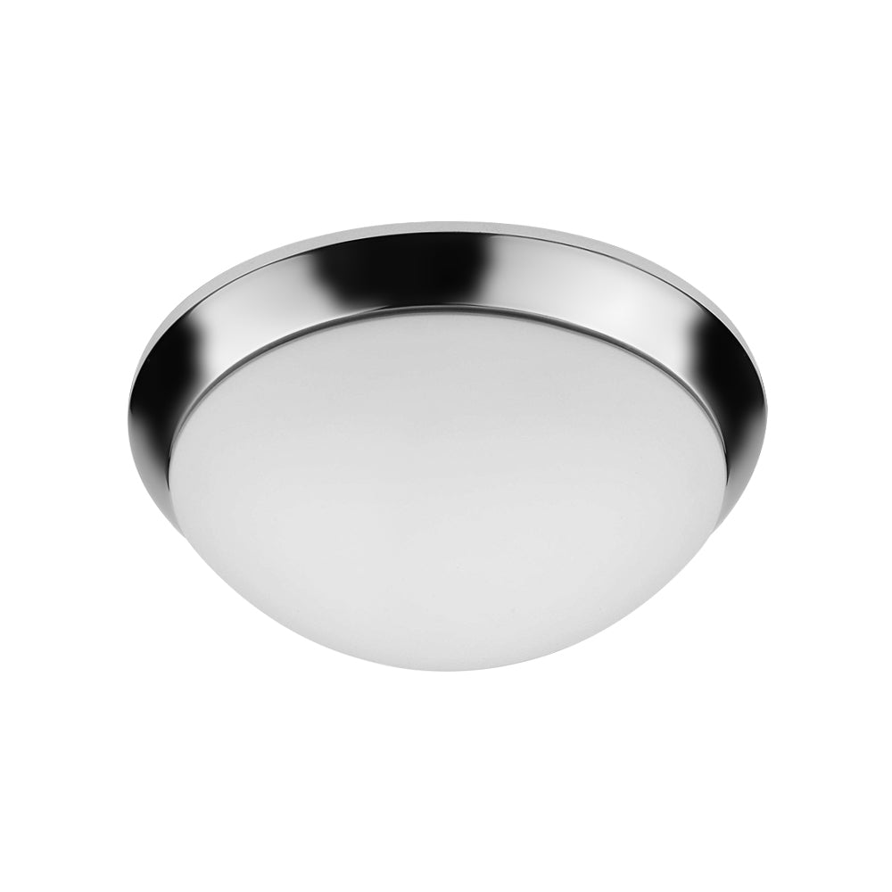 Euri Lighting 15" Dimmable Chrome Bezel Ceiling Light With Frosted Glass Lens