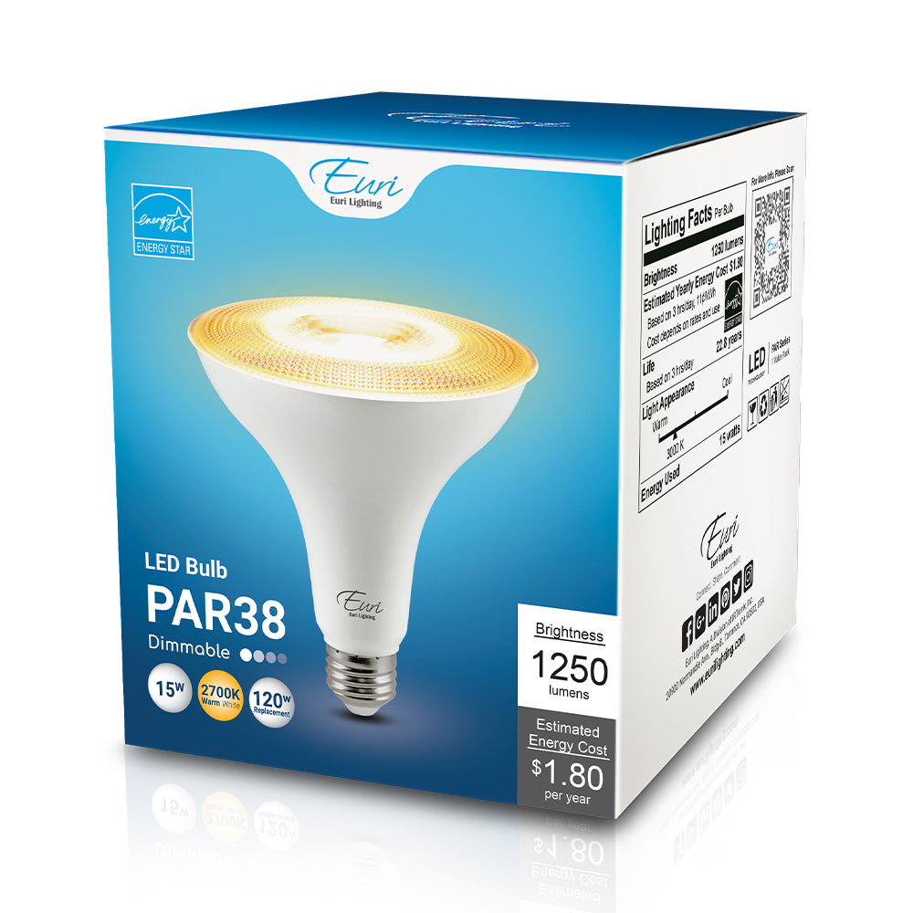 Euri Lighting 15W Dimmable 2700K Long Neck Halogen Look LED Wide Spot Bulb
