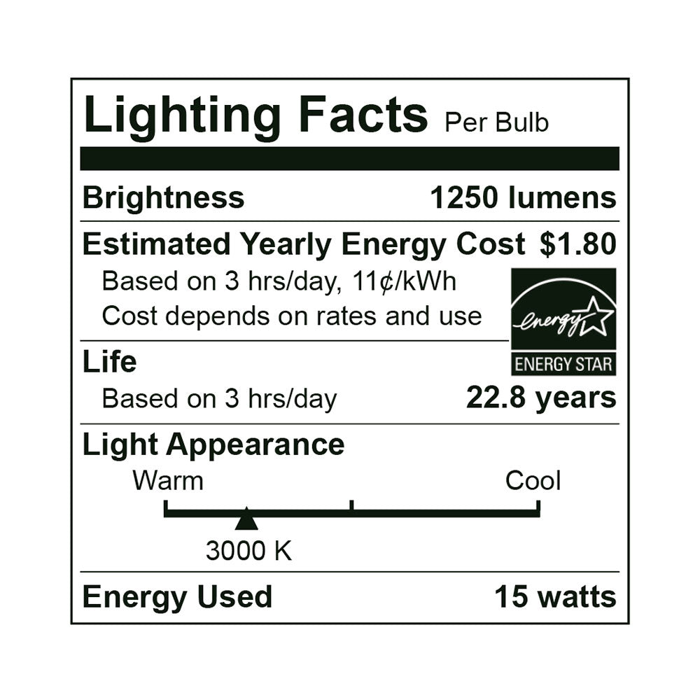 Euri Lighting 15W Dimmable 3000K Long Neck Halogen Look LED Wide Spot Bulb
