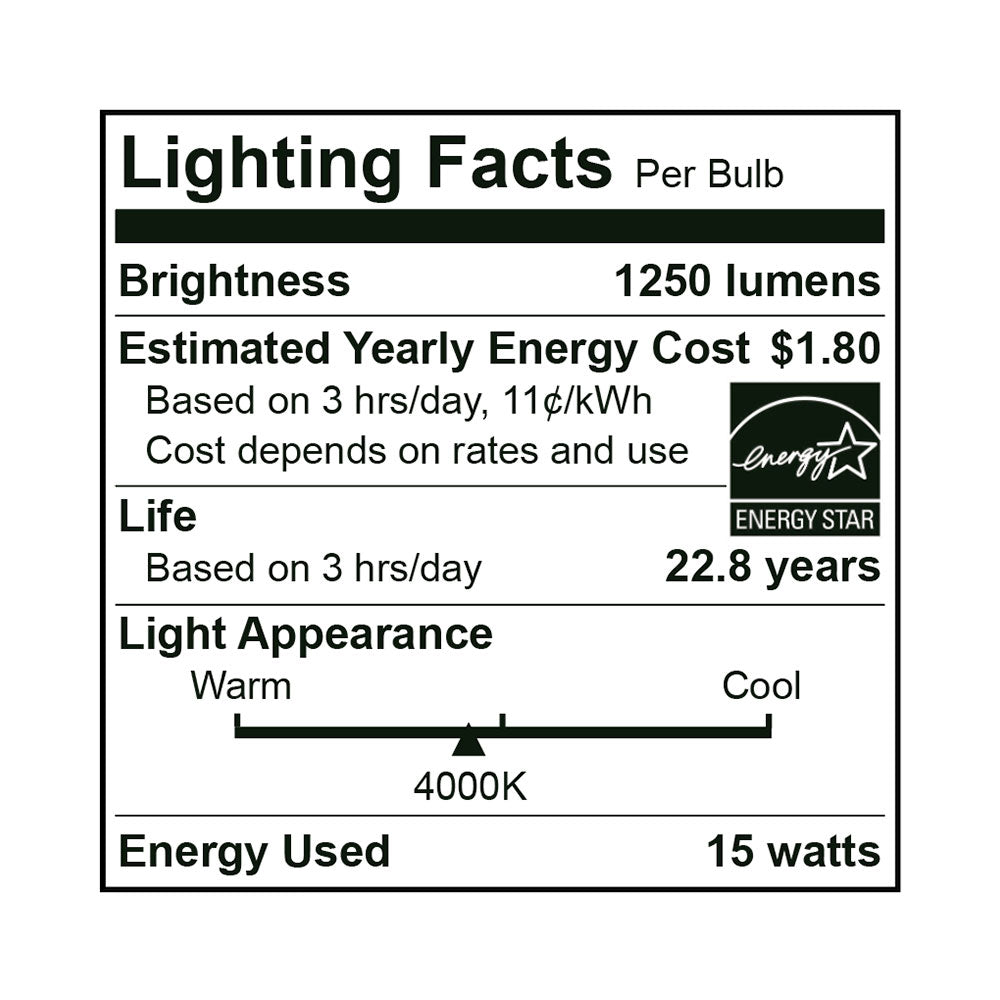 Euri Lighting 15W Dimmable 4000K Long Neck Halogen Look LED Wide Spot Bulb