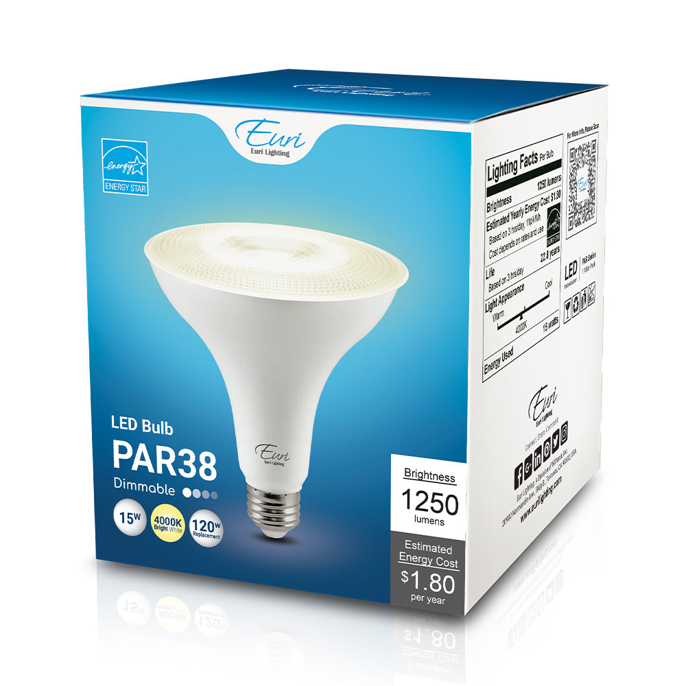 Euri Lighting 15W Dimmable 4000K Long Neck Halogen Look LED Wide Spot Bulb