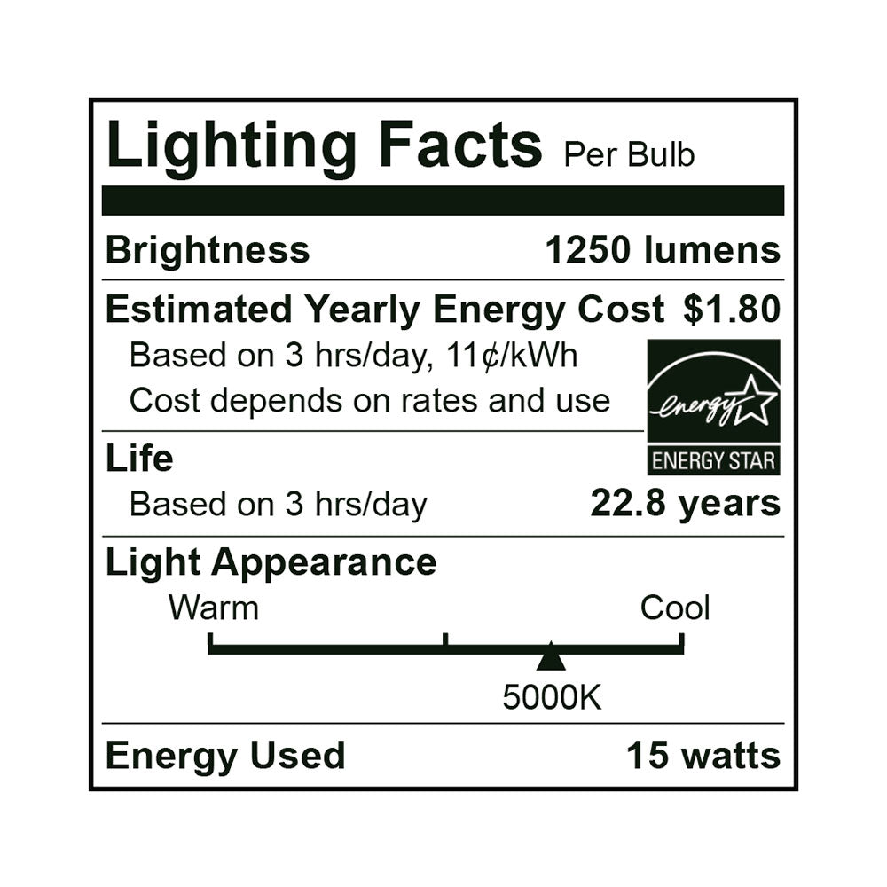 Euri Lighting 15W Dimmable 5000K Long Neck Halogen Look LED Wide Spot Bulb