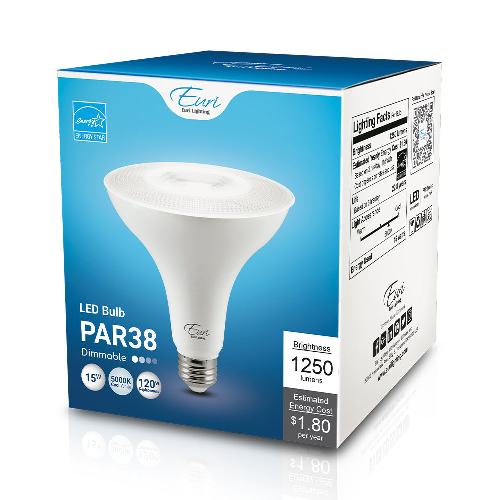 Euri Lighting 15W Dimmable 5000K Long Neck Halogen Look LED Wide Spot Bulb