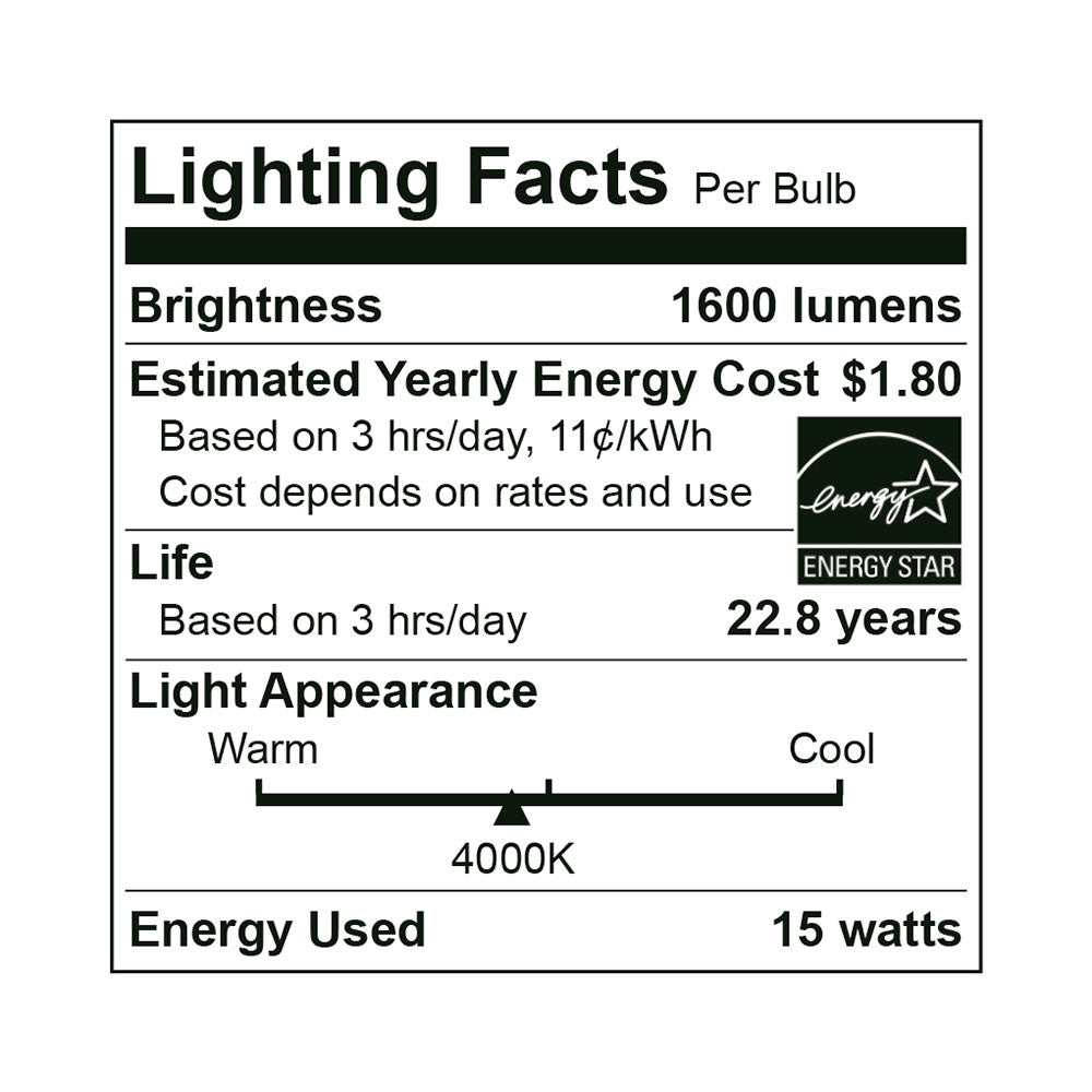 Euri Lighting 15W Dimmable Omni-Directional 4000K LED Light Bulb