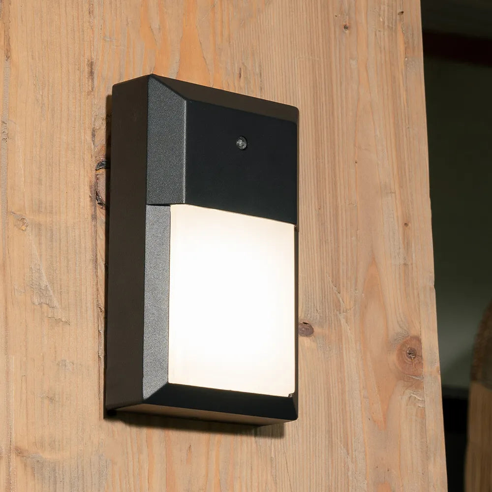 Euri Lighting 15.8 W Commercial Mini Wall Pack 5-Color Selectable Wet Rated Non-Dimmable Photocell Sensor
