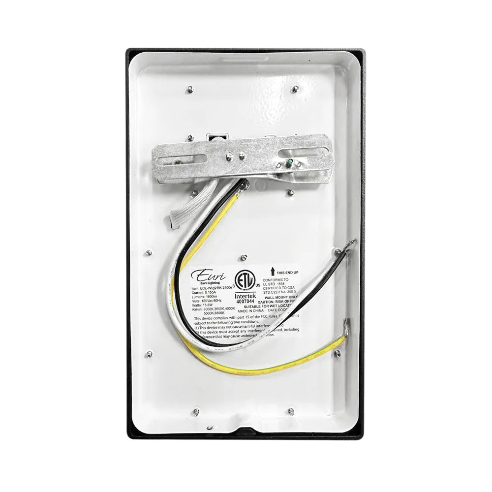 Euri Lighting 15.8 W Commercial Mini Wall Pack 5-Color Selectable Wet Rated Non-Dimmable Photocell Sensor