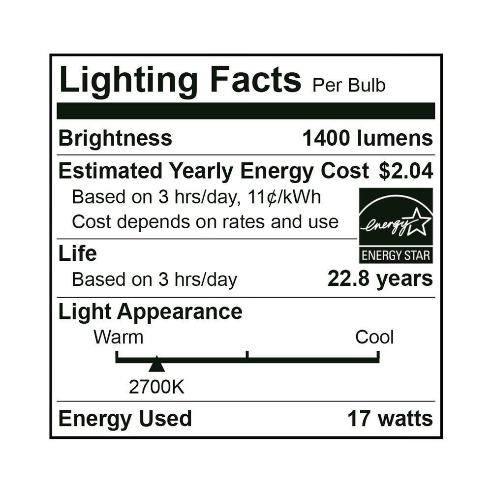 Euri Lighting 17W Dimmable 2700K LED Flood Bulb