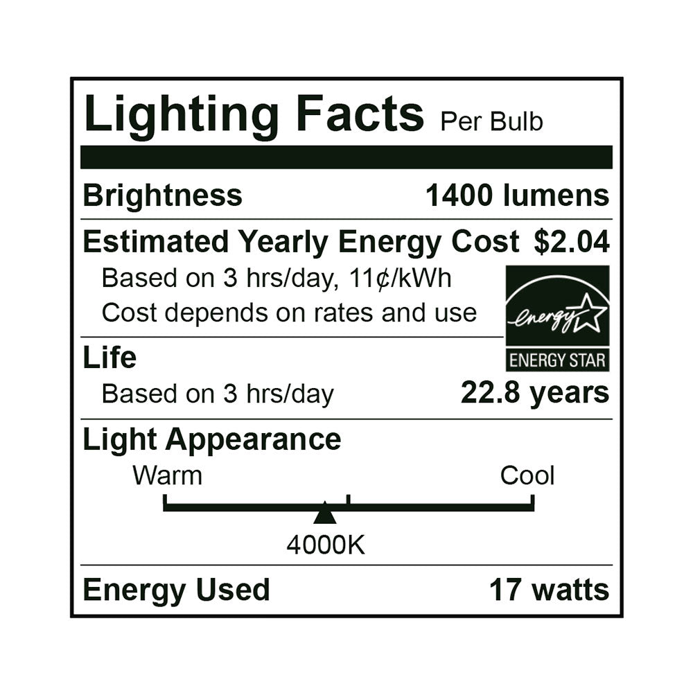 Euri Lighting 17W Dimmable 4000K LED Flood Bulb