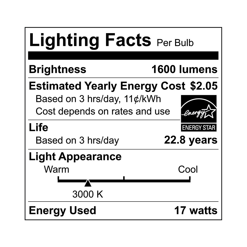 Euri Lighting 17W Omni-Directional Dimmable 3000K LED Bulb