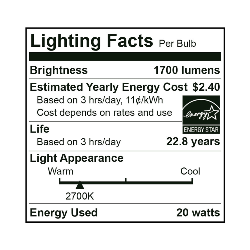 Euri Lighting 20W Dimmable 2700K Long Neck Halogen Look LED Wide Spot Bulb