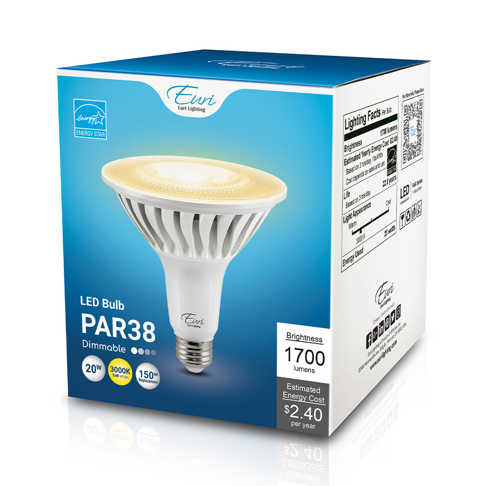 Euri Lighting 20W Dimmable 3000K Long Neck Halogen Look LED Wide Spot Bulb