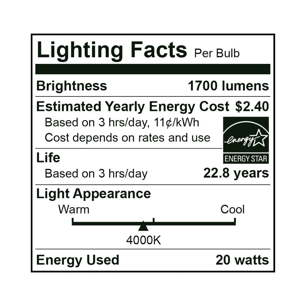 Euri Lighting 20W Dimmable 4000K Long Neck Halogen Look LED Wide Spot Bulb