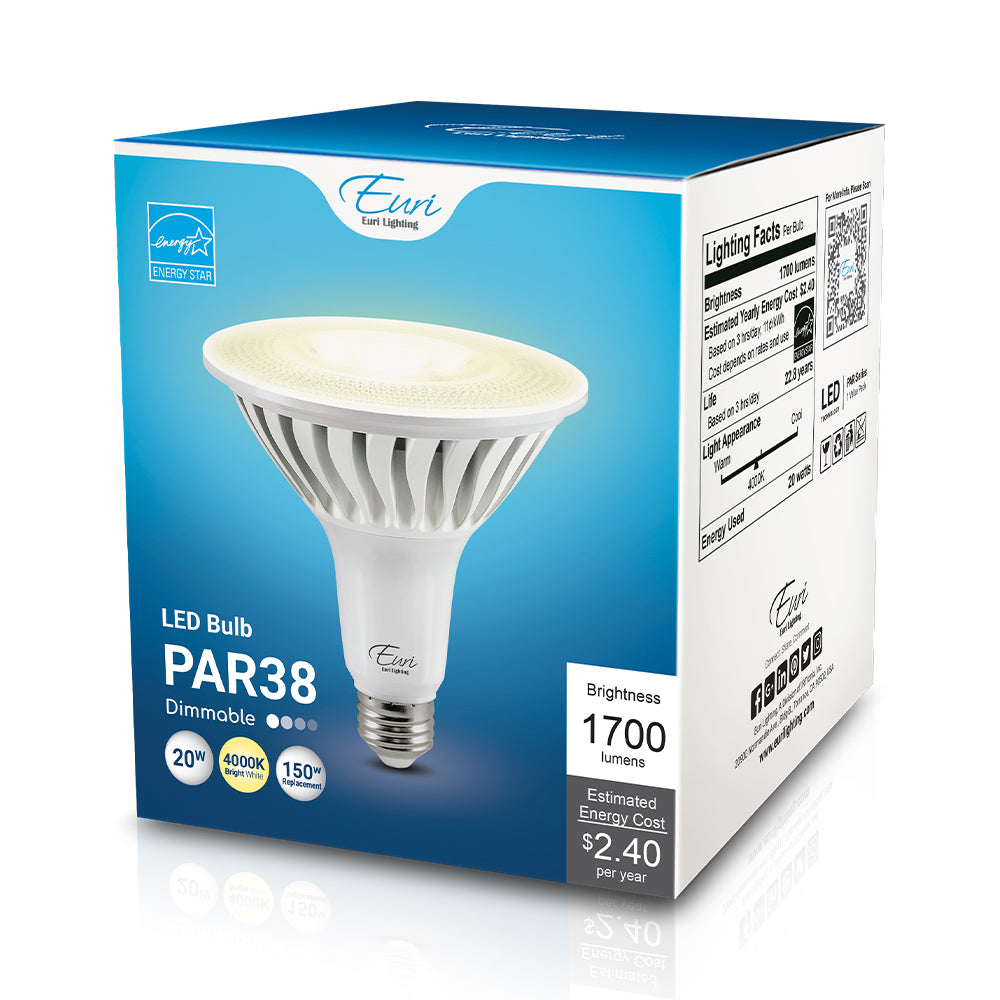 Euri Lighting 20W Dimmable 4000K Long Neck Halogen Look LED Wide Spot Bulb