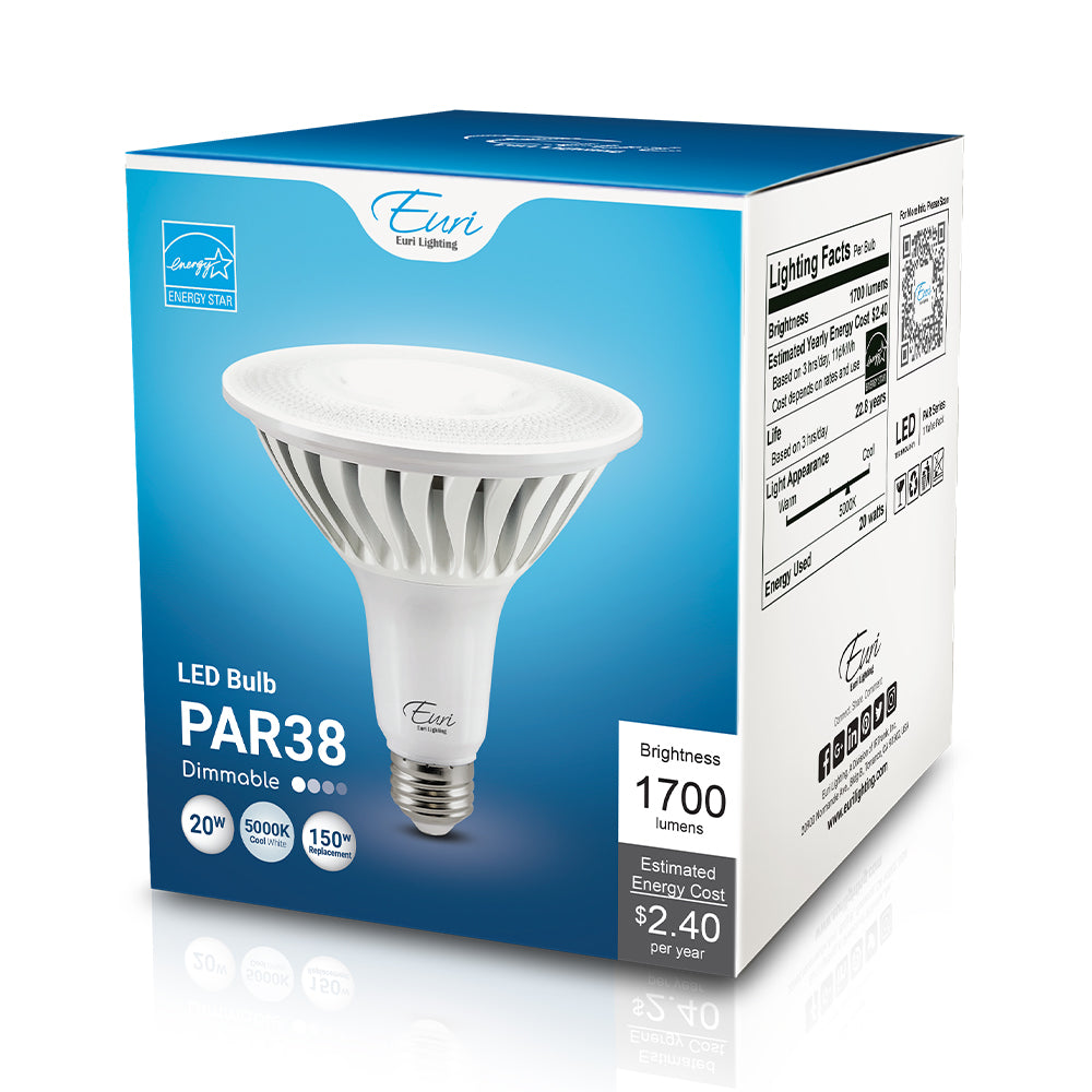Euri Lighting 20W Dimmable 5000K Long Neck Halogen Look LED Wide Spot Bulb