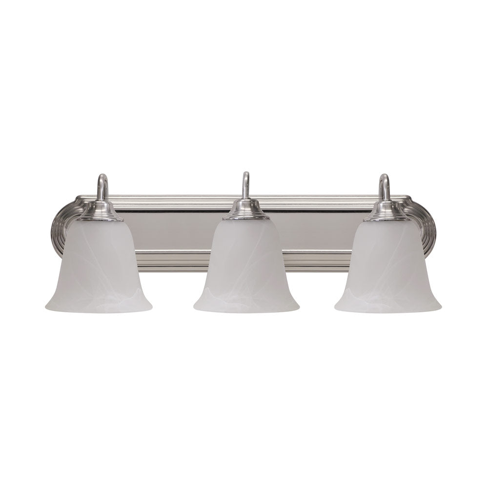 Euri Lighting 24" 3-Light Dimmable Brushed Nickel Vanity Light With Acid Etched Glass Lens