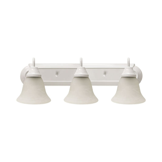 Euri Lighting 24" 3-Light Dimmable White Vanity Light With Acid Etched Glass Lens