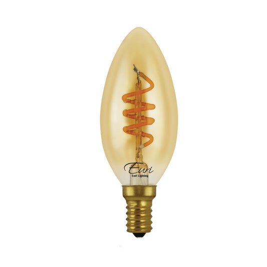 Euri Lighting 3W Omni-Directional Dimmable 2200K Candle Shape LED Filament Bulb With Amber Glass Body