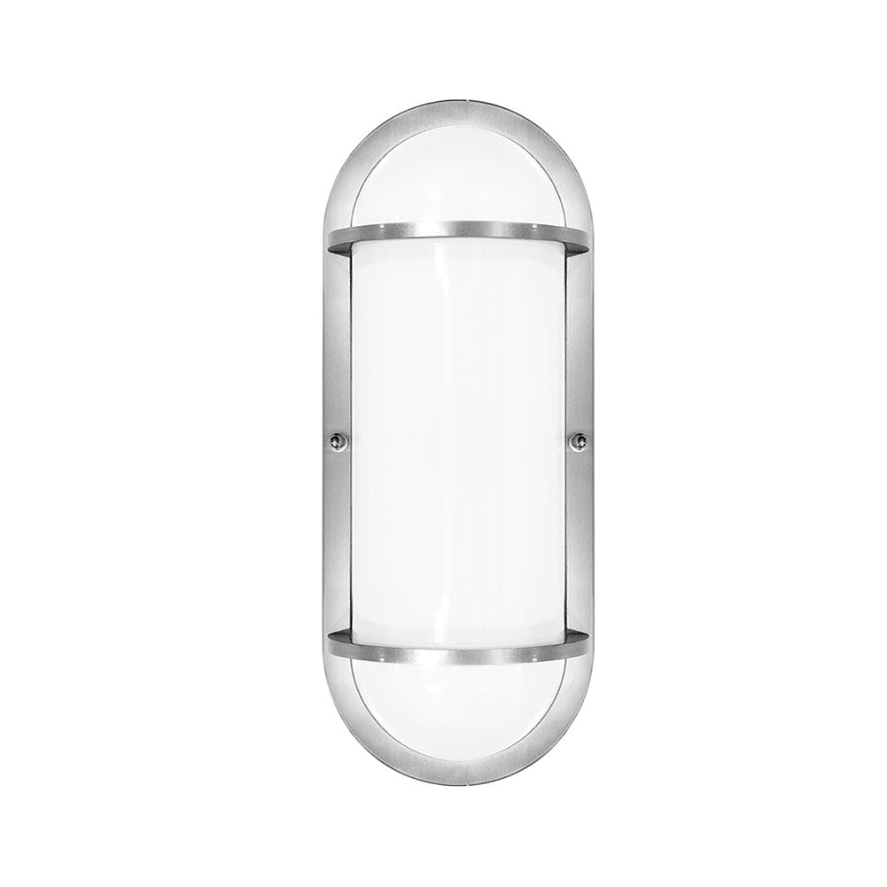 Euri Lighting 4" x 12" Brushed Nickel Outdoor Wall Light With Frosted Plastic Lens