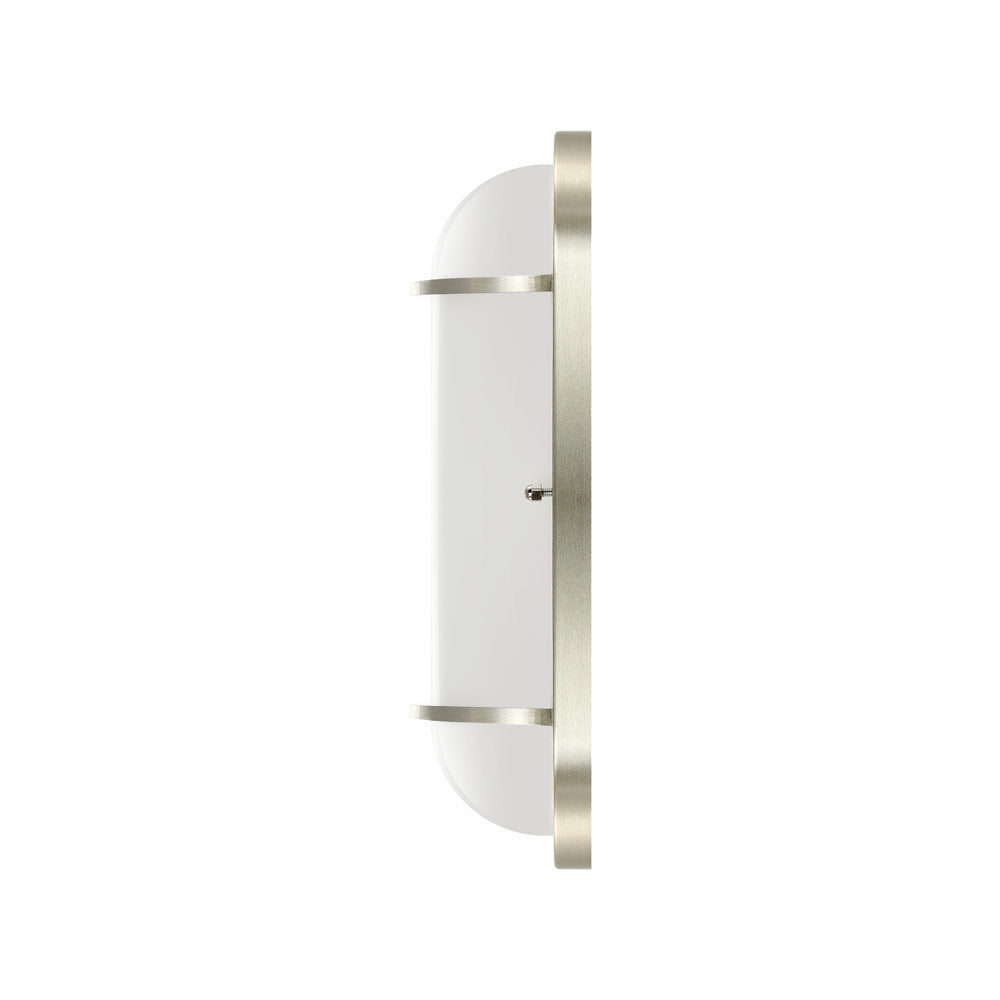 Euri Lighting 4" x 12" Brushed Nickel Outdoor Wall Light With Frosted Plastic Lens