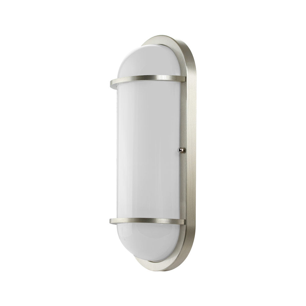Euri Lighting 4" x 12" Brushed Nickel Outdoor Wall Light With Frosted Plastic Lens