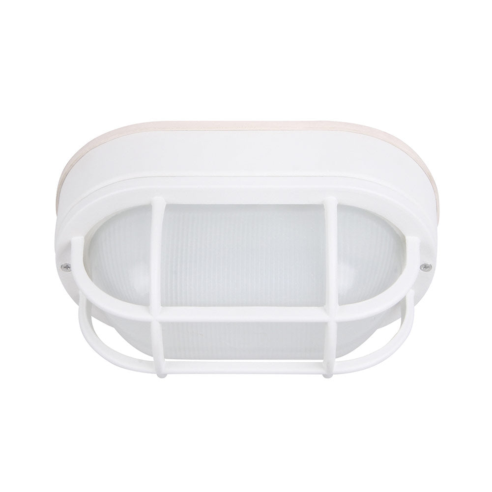 Euri Lighting 5" Matte White Aluminum Outdoor Bulkhead Wall Light With Frosted Glass Lens