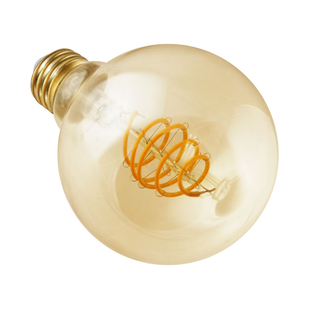 Euri Lighting 5W Omni-Directional Dimmable 2200K Globe Shape LED Filament Bulb With Amber Glass Body