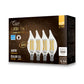 Euri Lighting 5W Omni-Directional Dimmable 2700K Angular Candle Shape LED 4-Piece Filament Bulb Value Pack With Clear Glass Body