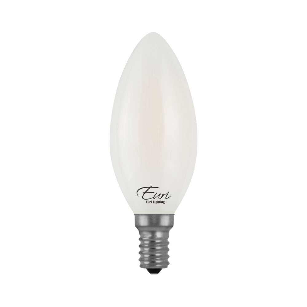 Euri Lighting 5W Omni-Directional Dimmable 2700K Candle Shape LED 4-Piece Filament Bulb Value Pack With Frosted Glass Body