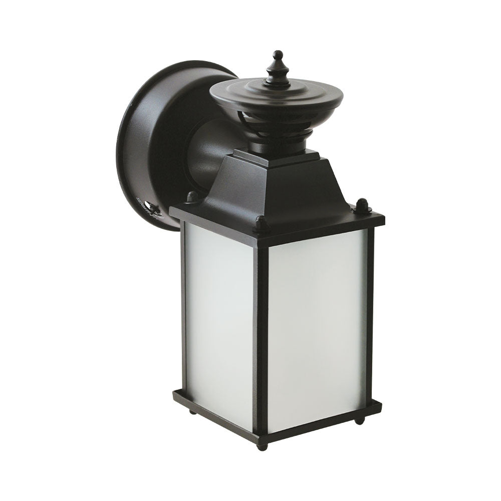 Euri Lighting 6" Matte Black Die Cast Aluminum Outdoor Wall Lantern With Acid-Etched Glass Lens