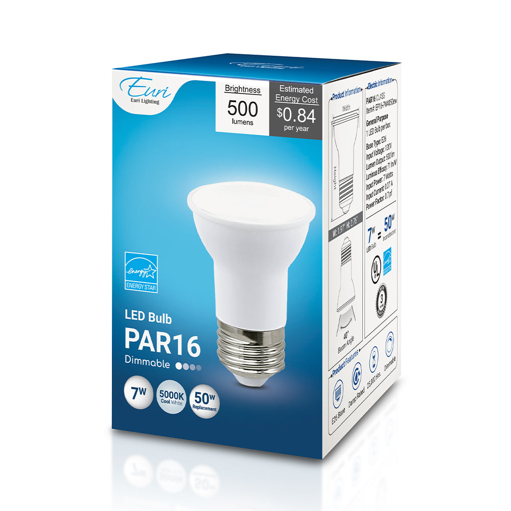 Euri Lighting 7W Dimmable 5000K LED Flood Bulb