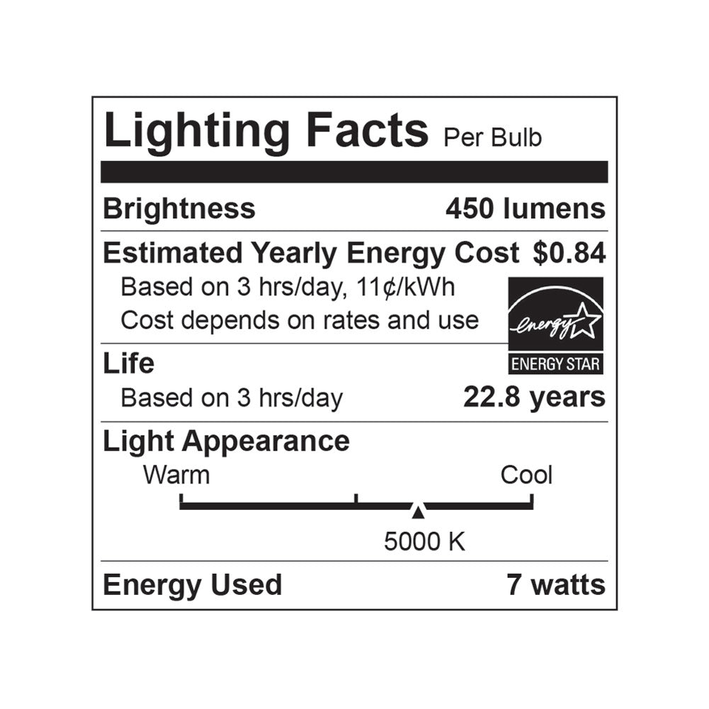 Euri Lighting 7W Dimmable 5000K LED Wide Spot Bulb