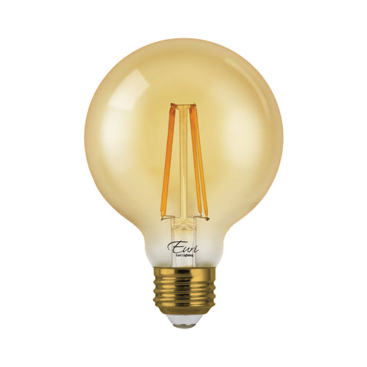 Euri Lighting 7W Omni-Directional Dimmable 2200K Globe Shape LED Filament Bulb With Amber Glass Body