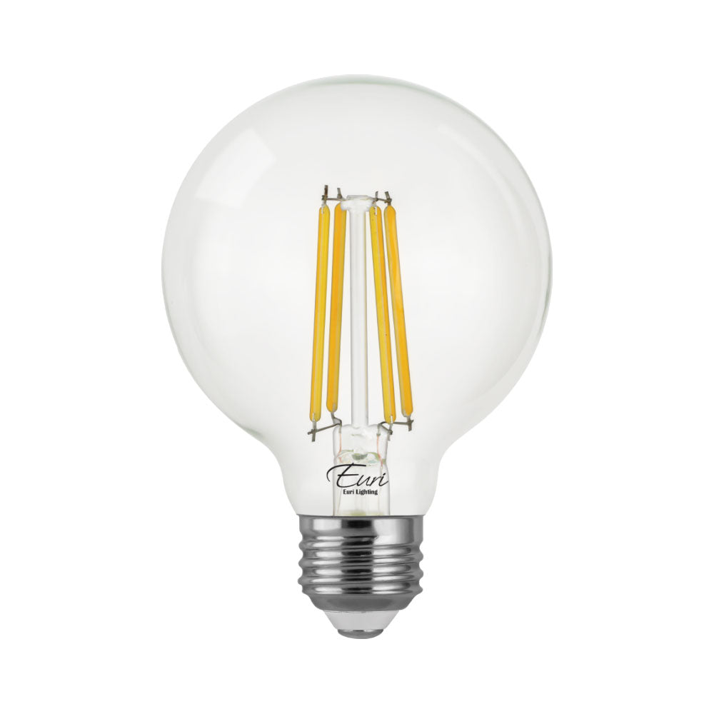Euri Lighting 7W Omni-Directional Dimmable 2700K Globe Shape LED Filament Bulb With Clear Glass Body