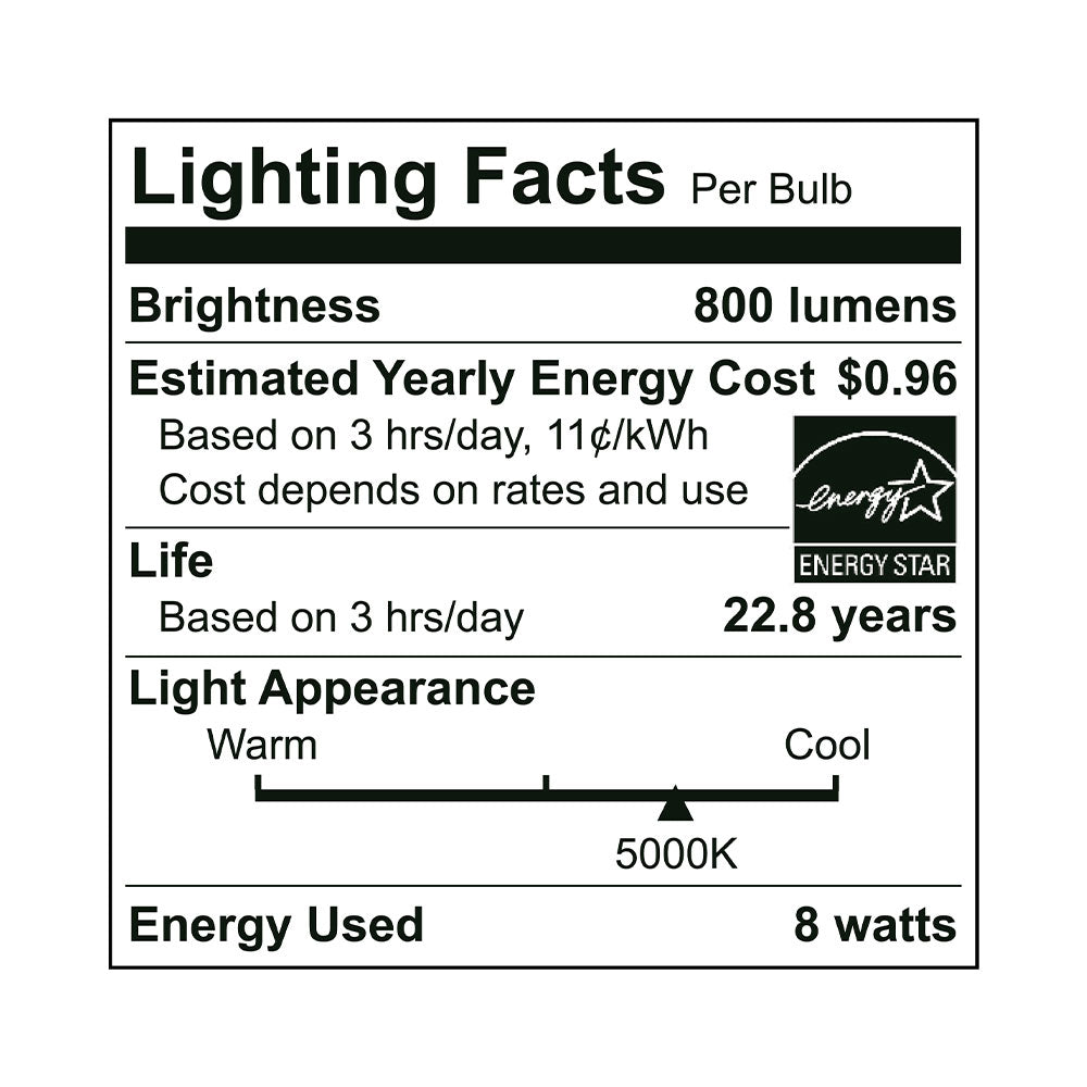 Euri Lighting 8W Dimmable Omni-Directional 5000K LED 2-Piece Light Bulb Value Pack
