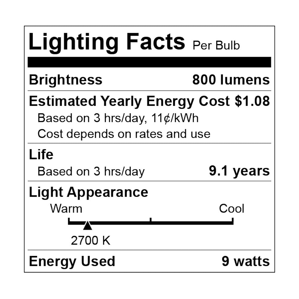 Euri Lighting 9W Omni-Directional 2700K LED 4-Piece Light Bulb Value Pack