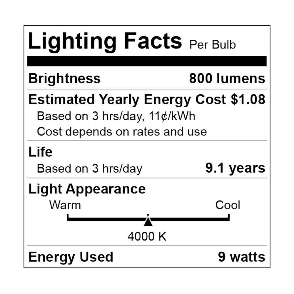 Euri Lighting 9W Omni-Directional 4000K LED 4-Piece Light Bulb Value Pack
