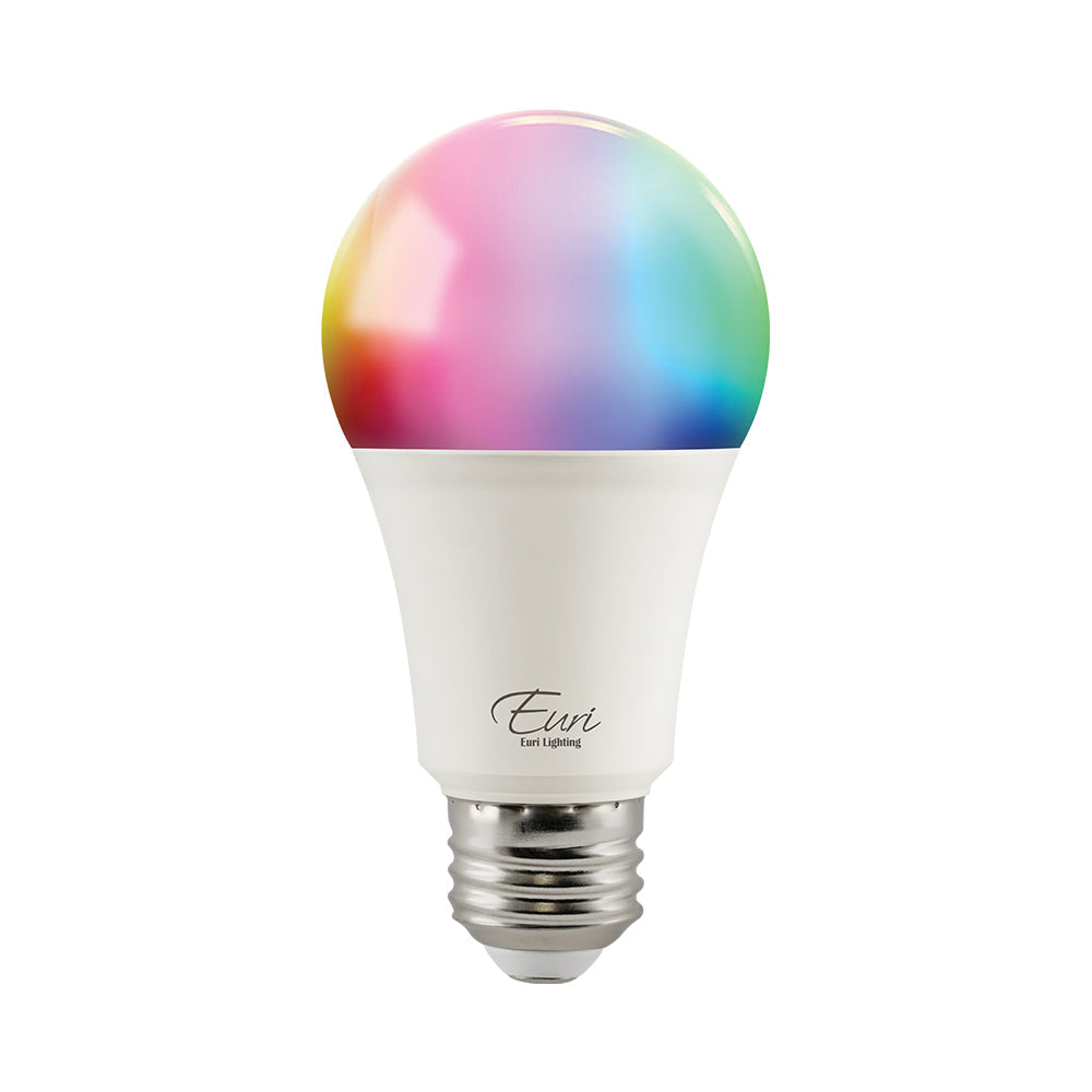 Euri Lighting 9W Omni-Directional Dimmable 2700K-5000K RGB Smart Wi-Fi LED Light Bulb