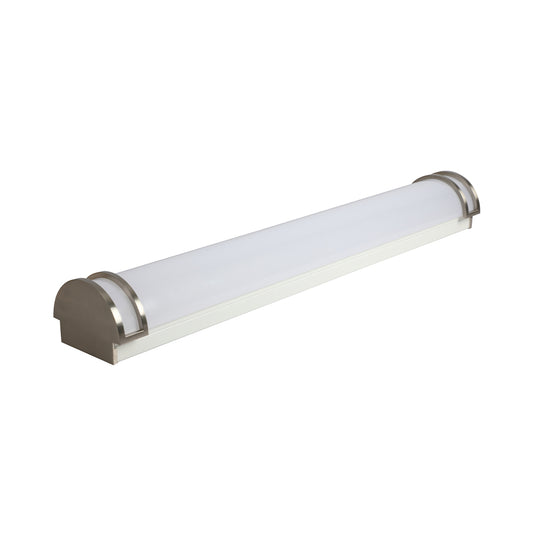 Euri Lighting Residential 3 Ft. Dimmable LED Color and 3 Wattage Selectable Brushed Nickel Double Rings Frosted Lens Vanity Light