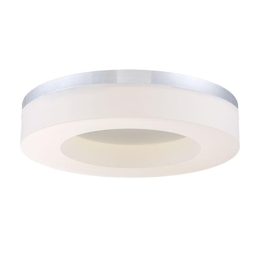 Eurofase Lighting Abell 14" 1-Light Dimmable Integrated LED Chrome Flush Mount With White Acrylic Glass Shade