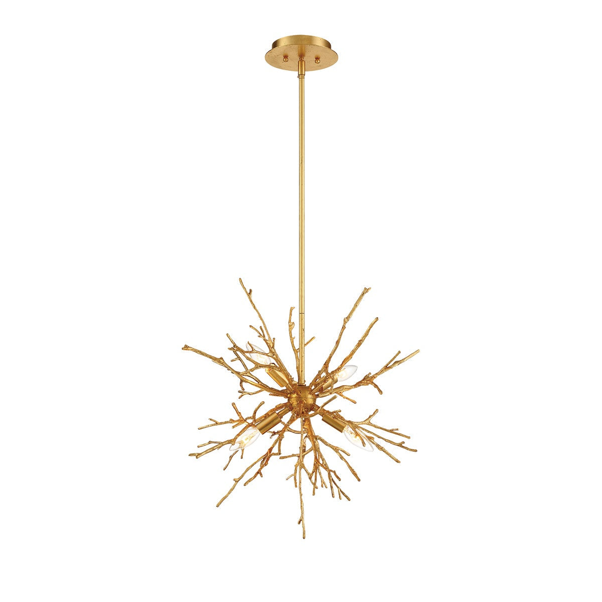 Eurofase Lighting Aberdeen 23" 4-Light Dimmable Incandescent Gold Chandelier With Gold Free-Flowing Gilded Branch Accents