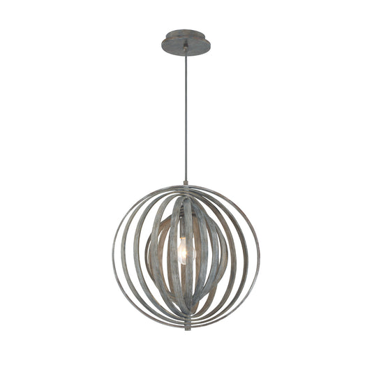 Eurofase Lighting Abruzzo 19" Medium Round Dimmable Incandescent Weathered Gray Pendant Light With Retractable Rings Shade