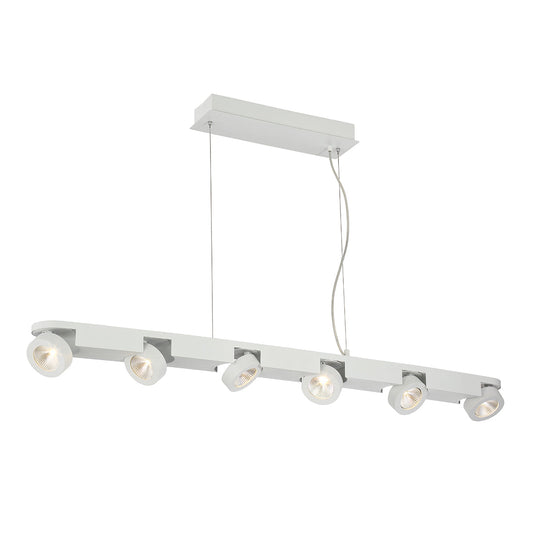 Eurofase Lighting Acura 50" 6-Light Linear Dimmable Integrated LED White Pendant Light With White Shades