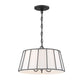 Eurofase Lighting Adelaide 16" 3-Light Dimmable Matte Black Pendant Light With White Fabric Shade