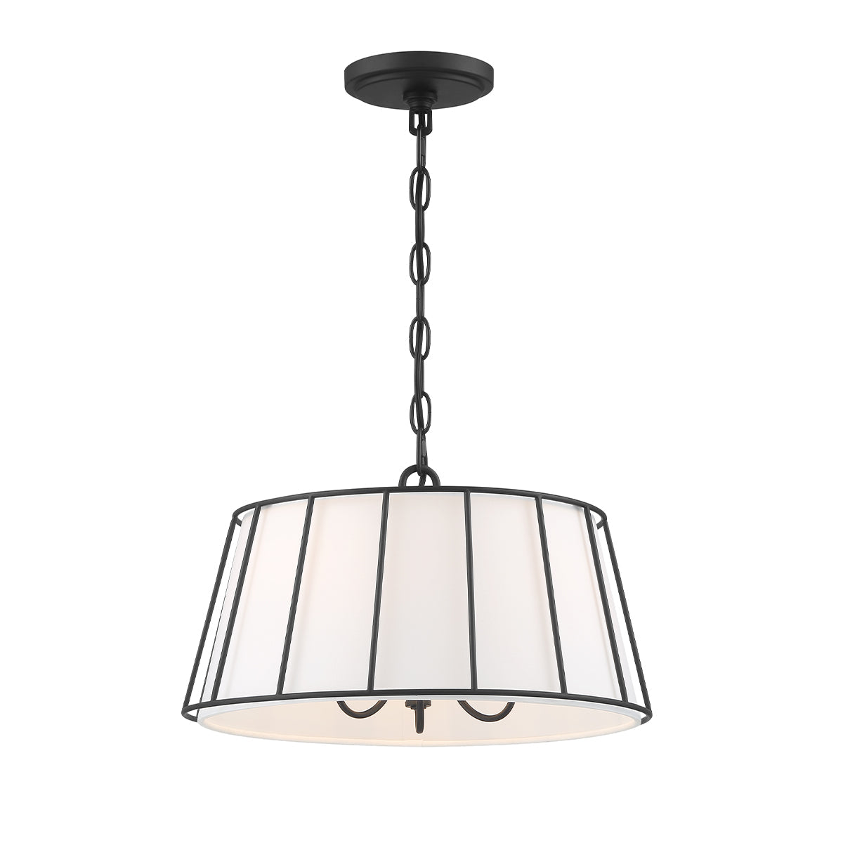 Eurofase Lighting Adelaide 16" 3-Light Dimmable Matte Black Pendant Light With White Fabric Shade