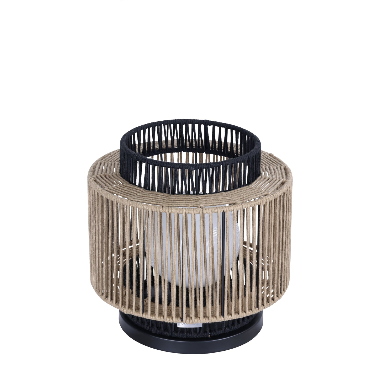 Eurofase Lighting Aden 17" 1-Light Brown Rope Shade Matte Black Pet Weave Portable Outdoor Light