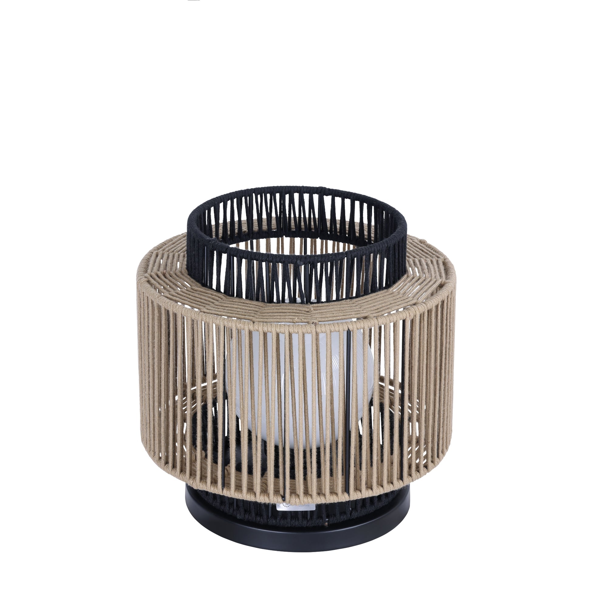 Eurofase Lighting Aden 17" 1-Light Brown Rope Shade Matte Black Pet Weave Portable Outdoor Light